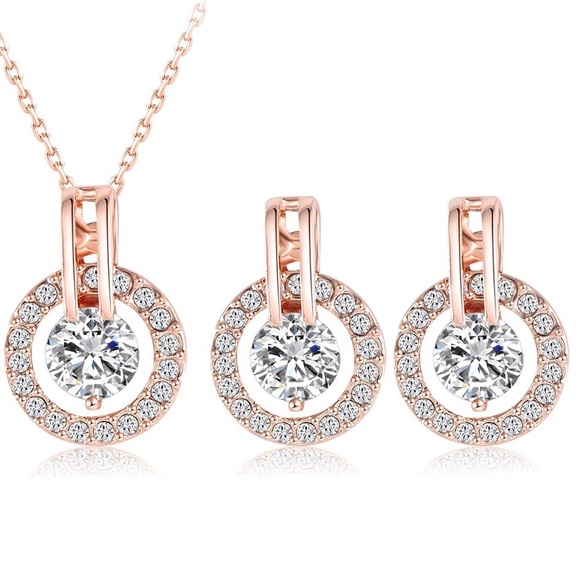 Jewelry - Rose Gold Plated Necklace and Earring Set
